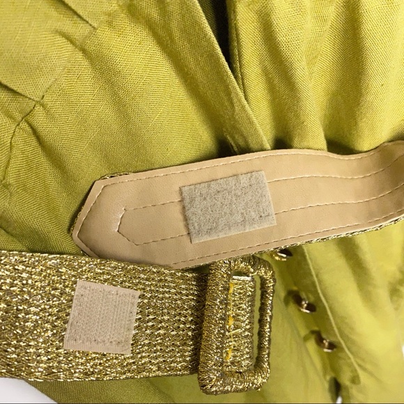 VINTAGE | 1980’s Barbara Barbara Sheen Green Linen Blend Parisian Wrap Dress - Picture 6 of 12